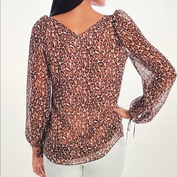 NWT WHBM Leopard Reversible Blouse Size 0 - Picture 2 of 16